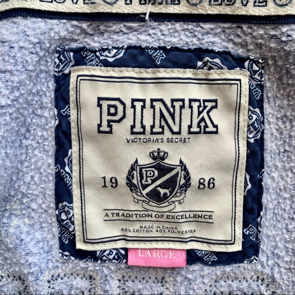 PINK Victorias Secret LOVE Hoodie Sweatshirt Zip Front. Blue Women’s large - Picture 11 of 12